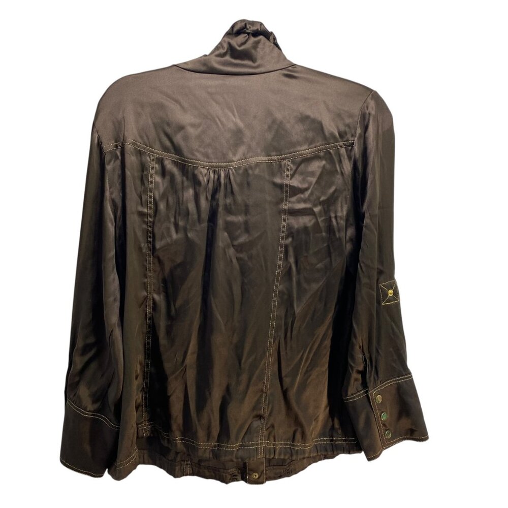 Cache Brown Utility Jacket with Ruffle Collar - Picture 3 of 10